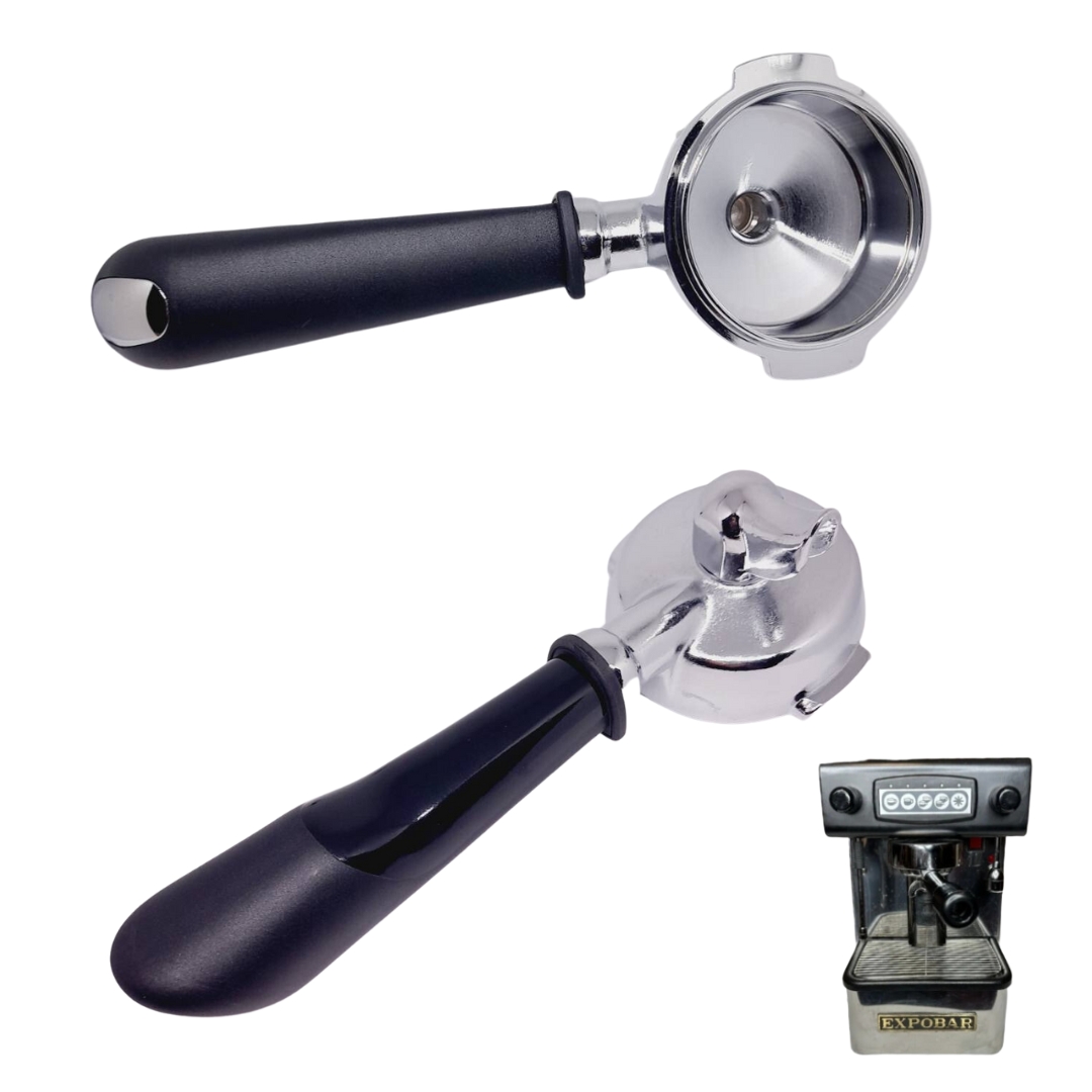 อะไหล่ด้ามชงกาแฟ Expobar พร้อมทางน้ำไหลทางเดียว แบบด้ามโค้งเต็ม ไม่รวมตะแกรง หนัก 500 กรัม รหัส 2709