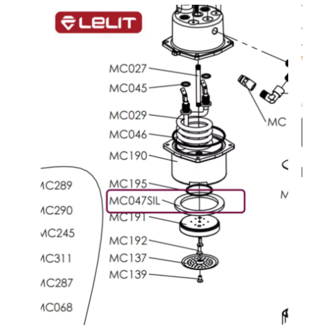 อะไหล่ โอริง O-Ring ยางรองหัวชง เครื่องชงกาแฟ Lelit เลลิทแบบซิลิโคนสีขาว รหัส 1487