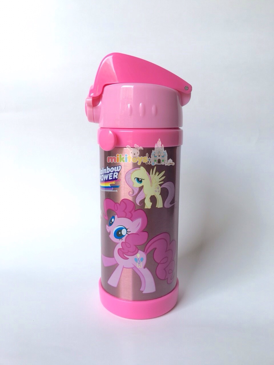 กระติกน้ำ มาย ลิตเติ้ลโพนี่ My little Pony~PINK (Rainbow Power)สีชมพู ขนาด350ml. รุ่นกดแล้วฝาเด้ง พร้อมตัวล็อค2ชั้น