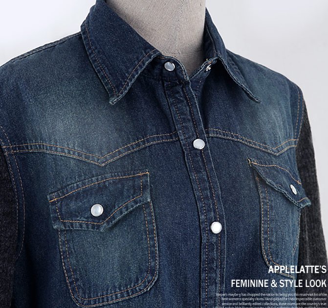 PreOrderไซส์ใหญ่ - เสื้อยีนส์กันหนาวแฟชั่น คนอ้วน ไซส์ใหญ่ ตัวเสื้อเป็นผ้ายีนส์ แขนตัดเย็บผ้าไหมพรม เท่ห์ ๆ