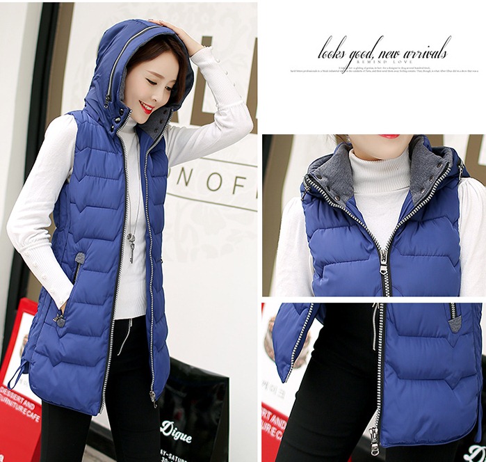 Pre-LD015 - Preเสื้อกันหนาว - เสื้อกั๊กกันหนาว อีกแบบ มี Hood สี : เหลือง / ดำ / เทา / แดง / เบจ / เขียวเข้ม / น้ำเงิน / เขียวทหาร