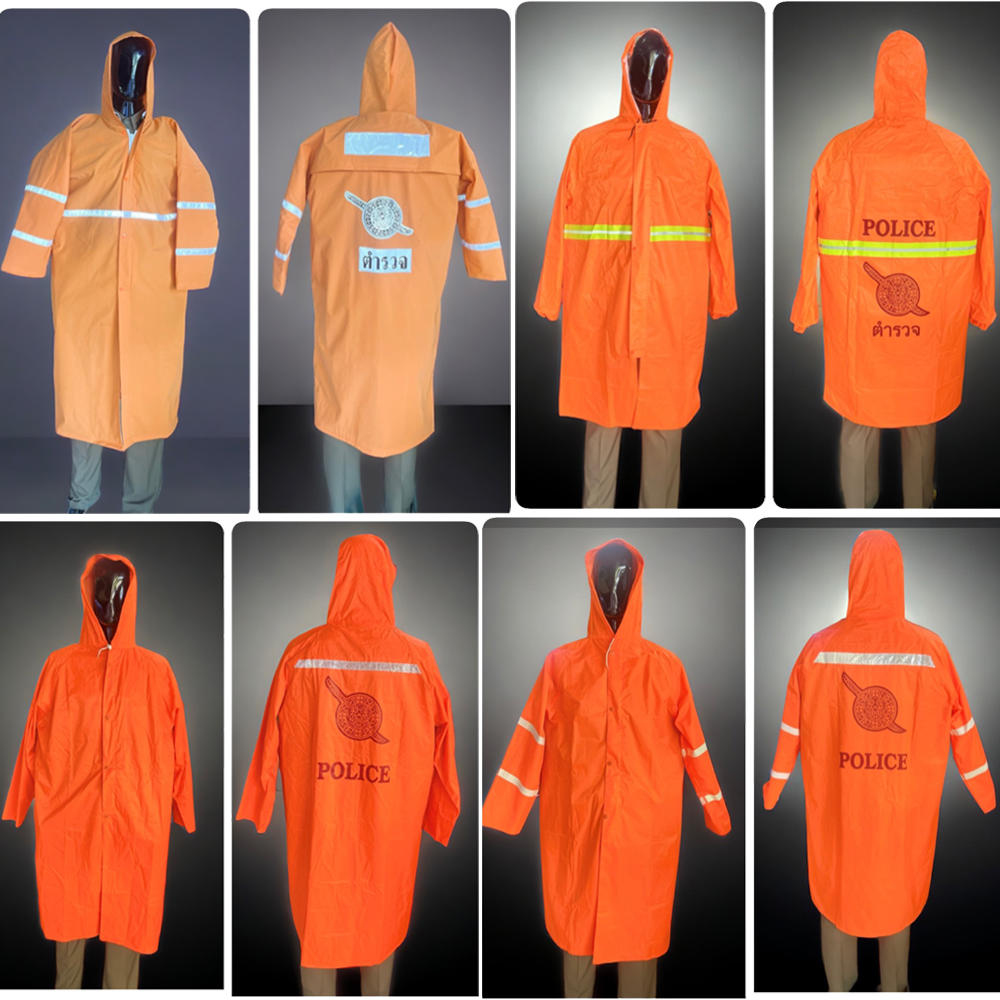 เสื้อกันฝนโค้ด สีส้ม ตำรวจ POLICE