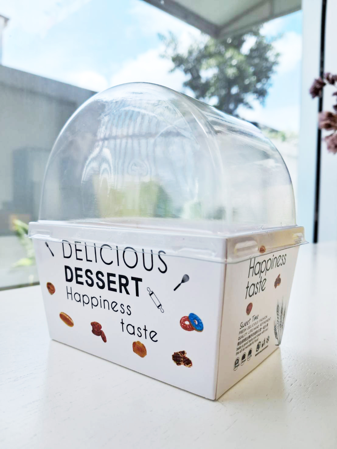 กล่องใส่แซนวิช-ขนม ทรงสูง พร้อมาปิด (ฝาใส) แพ็ค 25/50 ชุด