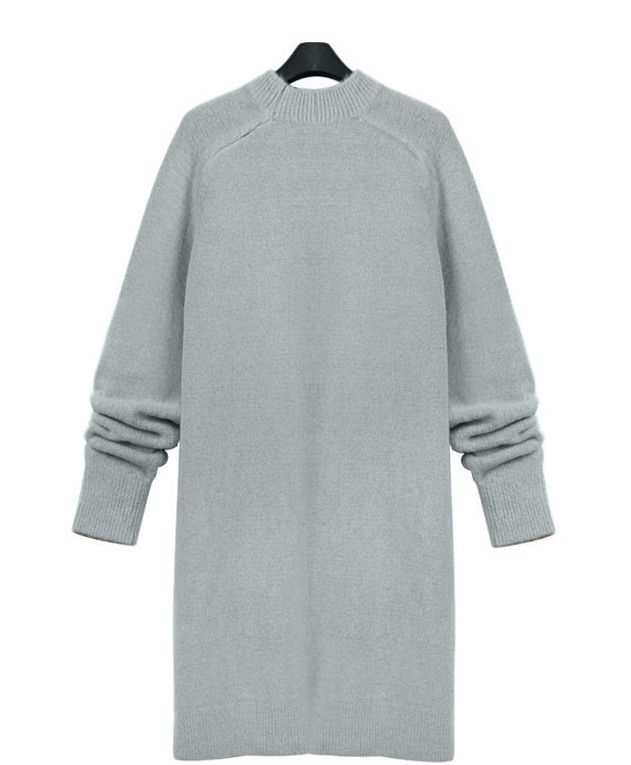 PreOrderคนอ้วน - เสื้อไหมพรมแฟชั่นไซส์ใหญ่ คอกลม ตัวยาว อกยืดได้อีก 1-2นิ้ว สีเทา