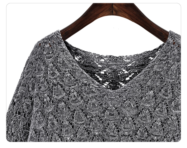 PreOrderคนอ้วน - เสื้อกันหนาวแฟชั่น ไซส์ใหญ่ คนอ้วน เสื้อกันหนาวไหมพรมคอวี ถักลาย สีเทาเข้ม