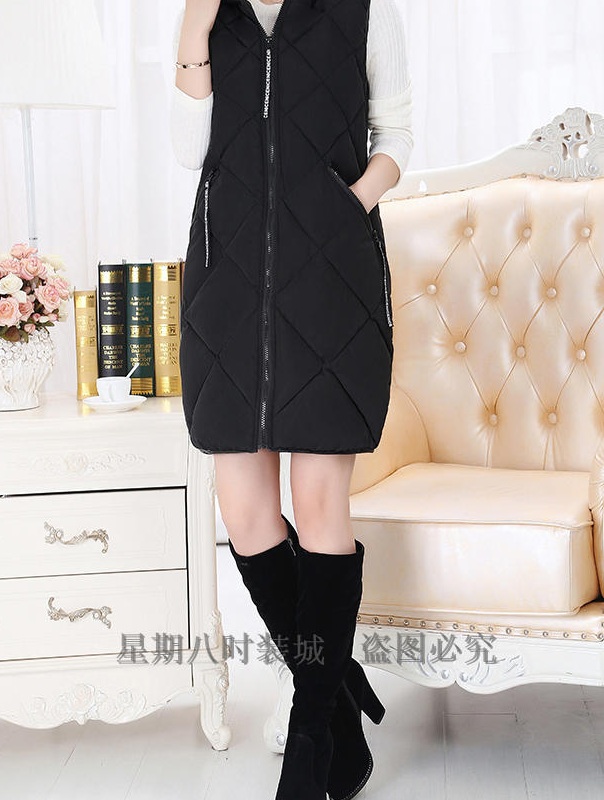 PreOrderคนอ้วน - เสื้อกั๊กแฟชั่น ผ้าร่มบุนวมยาว มี Hood สี : ดำ / แดง / ส้ม / น้ำตาล / เทา