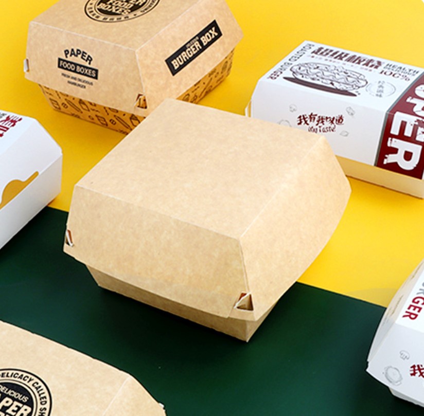 กล่องใส่เบอร์เกอร์-อาหารทอด กระดาษ Food Grade เคลือบกันไขมัน (grease-proof paper) แพ็ค 50 ชิ้น