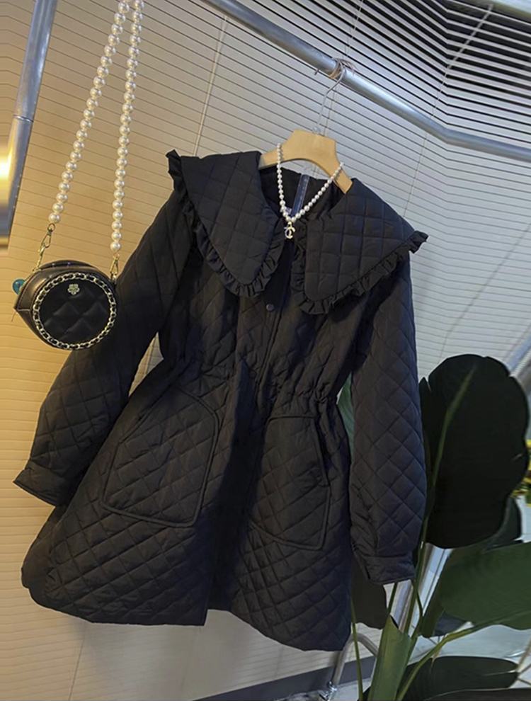 CS0004 เสื้อกันหนาว คาดิแกน คอปกตุ๊กตา งานโพลิเอสเตอร์ เอวรูดเข้าออกได้