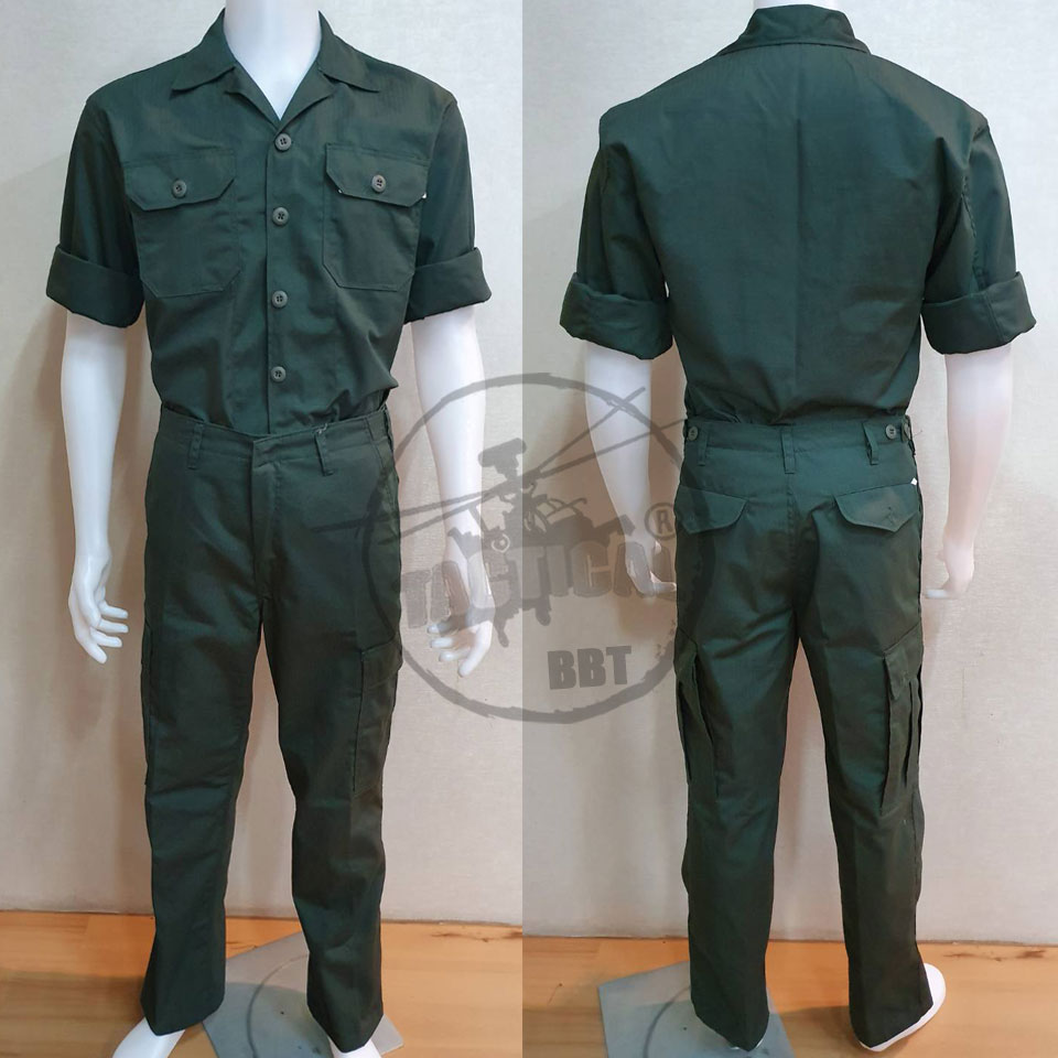 ชุดฝึก ชุดฟาติก 6 กระเป๋า เสียบในกางเกง - เขียว