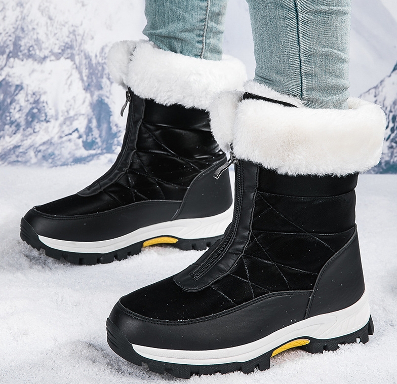 SW2324-0001 รองเท้ากันหนาว ญ. กันหิมะ บุขน กันน้ำ ใส่เที่ยวใส่เล่นหิมะ ซิปด้านหน้า