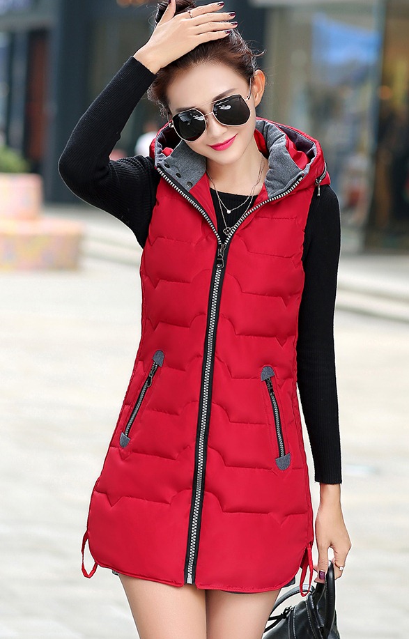 Pre-LD015 - Preเสื้อกันหนาว - เสื้อกั๊กกันหนาว อีกแบบ มี Hood สี : เหลือง / ดำ / เทา / แดง / เบจ / เขียวเข้ม / น้ำเงิน / เขียวทหาร