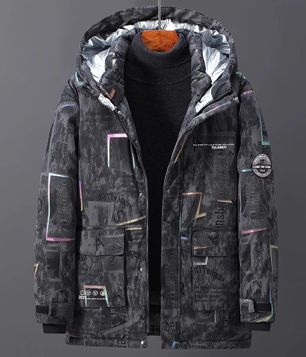 M2324-0002 เสื้อกันหนาวผู้ชาย บุนวม ลายสวยจ้า