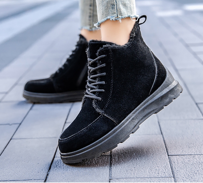 SW2324-0005 รองเท้ากันหนาว ญ. บุขน หนังวัว สไตล์เท่ ๆ เลยจ้า