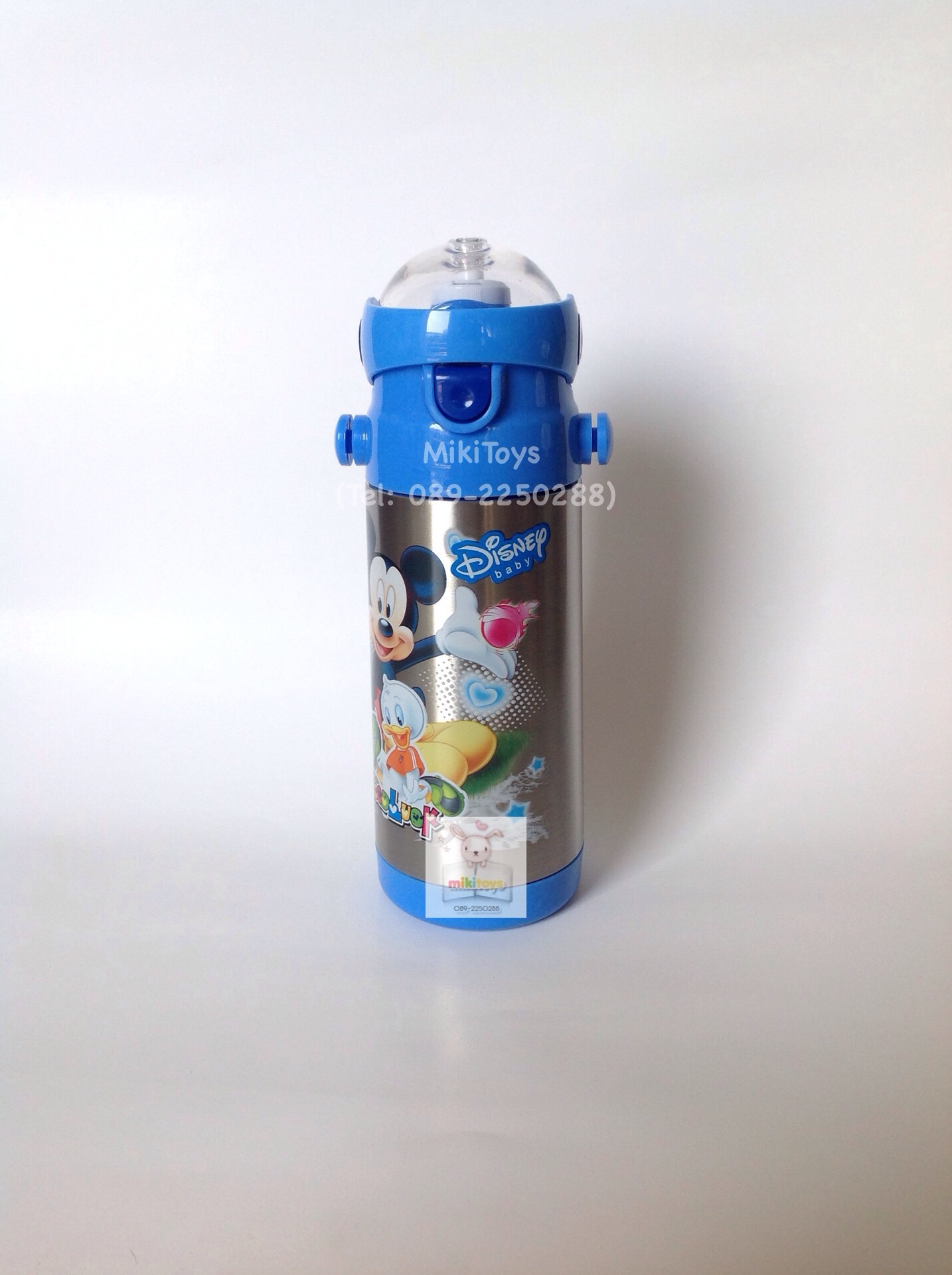 ✅กระติกน้ำมิกกี้เมาส์ Disney Mickey Mouse สีฟ้า-เงิน ลายด้านเดียว --Good Luck Disney Baby-- แถมฟรี!! ถุงหุ้มช่วยรักษาอุณหภูมิ1ถุงและแปรงล้างหลอด1ชิ้นค่ะ^^