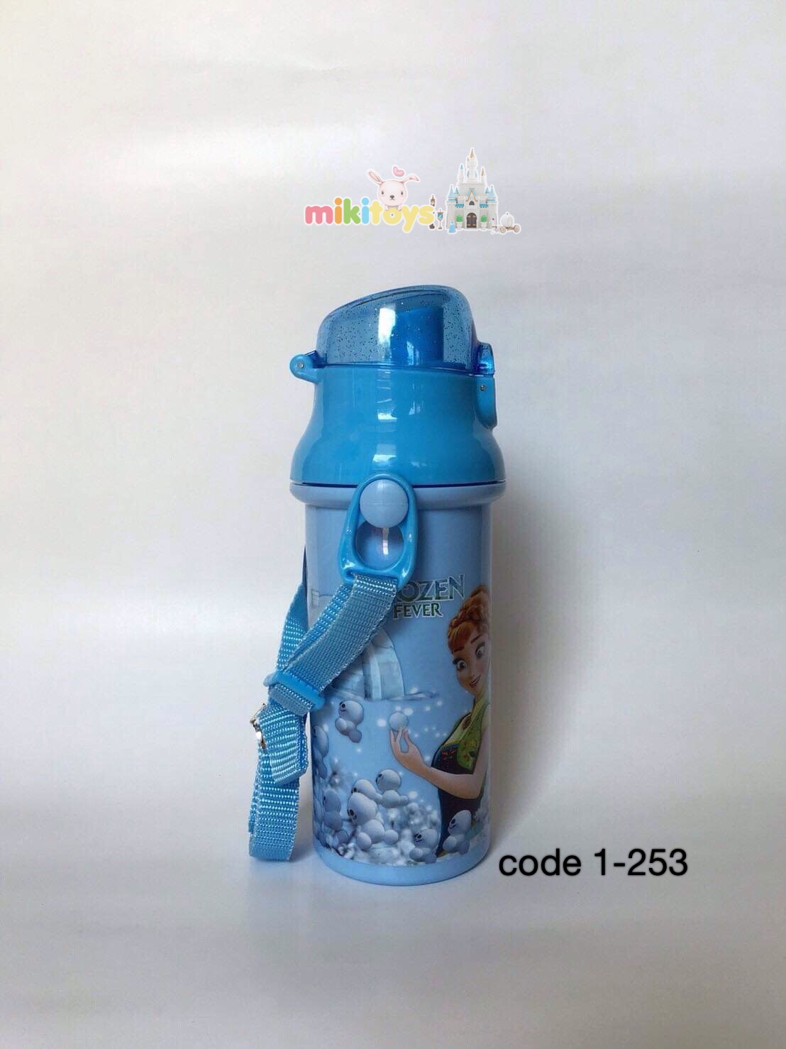 กระติกน้ำเด็ก NEW! Frozen Fever โฟรเซน ฟีเวอร์ สีฟ้า รุ่นยกดื่ม