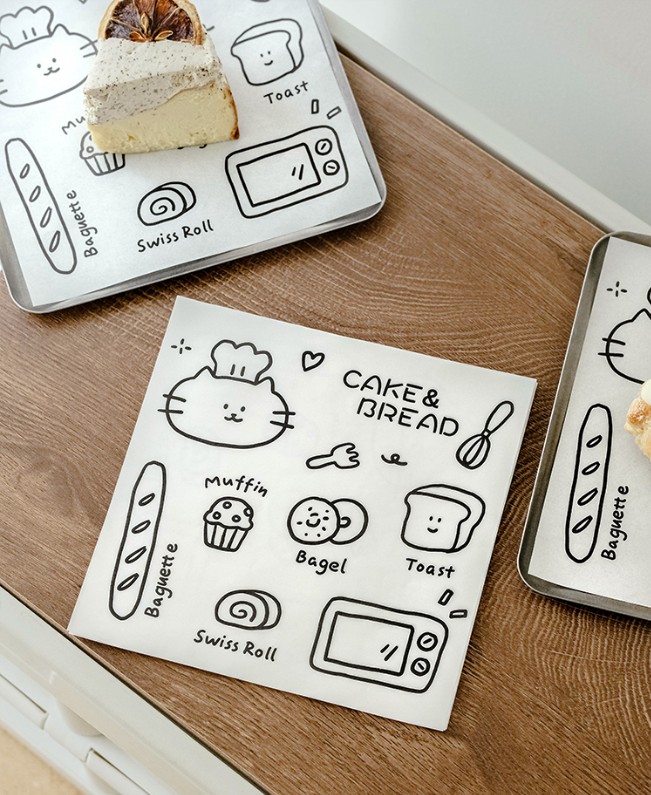 กระดาษไขรองอาหาร (Greaseproof paper) เคลือบกันน้ำ-น้ำมัน ขนาด 18x18 cm. (แพ็ค 98-100 ชิ้น)