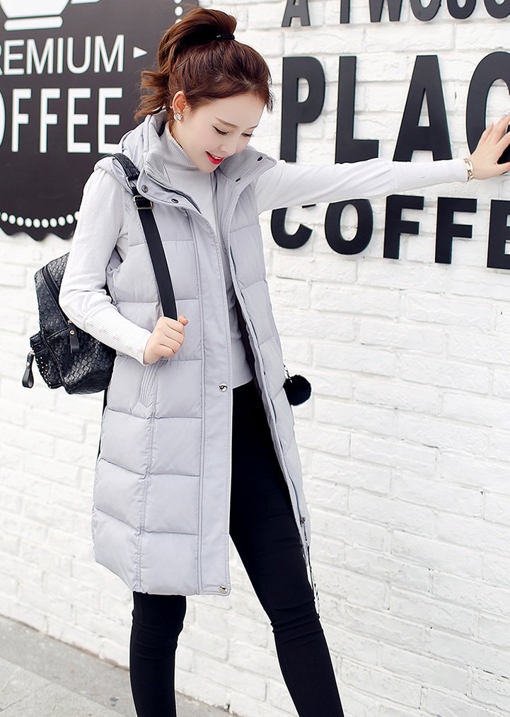 PreOrderคนอ้วน - เสื้อกั๊กแฟชั่น ผ้าร่มบุนวมยาว มี Hood สี : ขาว / ดำ / แดง / เขียว / เทา / ชมพู