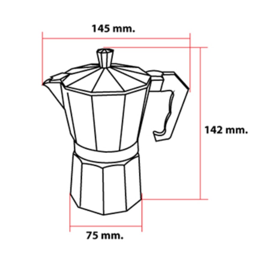 หม้อต้มกาแฟ มอคค่าพอท (MOKA POT) อลูมิเนียม 3 ถ้วย iMIX รหัส 1614-097