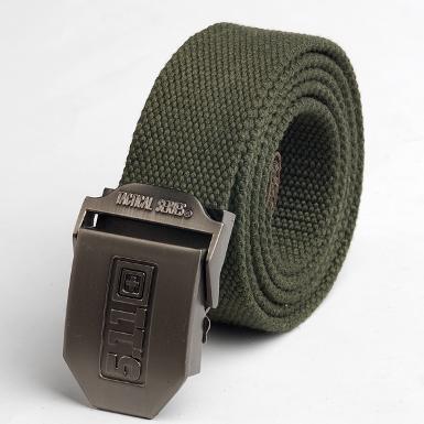 เข็มขัด หัวเงินปั้มลาย สายผ้า Canvas