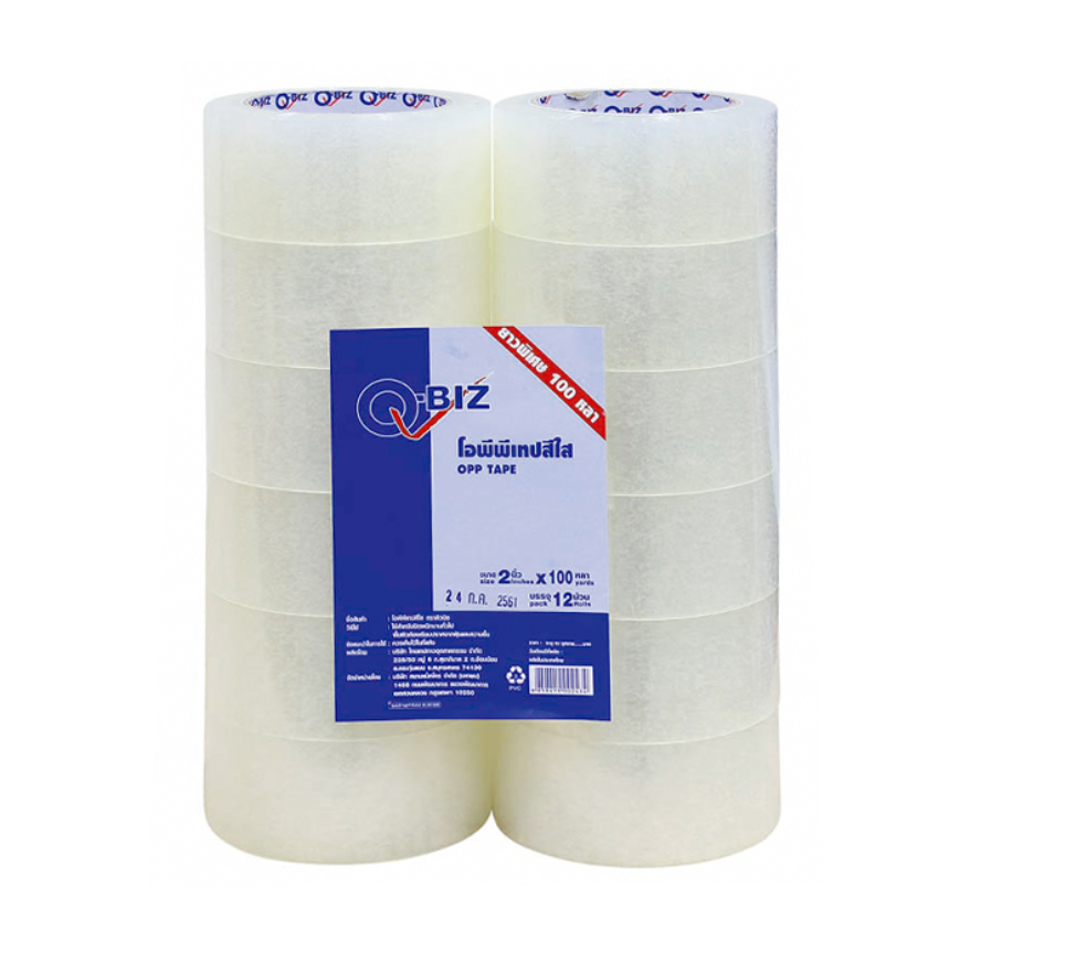 คิวบิซ โอพีพีเทป สีใส 2 นิ้ว 100 หลา (12 ม้วน)