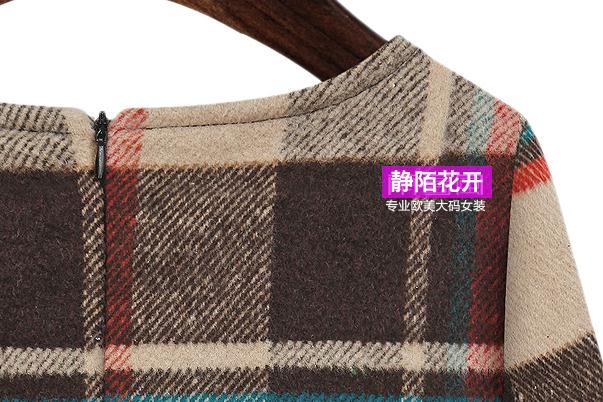 PreOrderไซส์ใหญ่ - เสื้อกันหนาวแฟชั่น ไซส์ใหญ่ ตัวยาวเป็นกระโปรง ลายสก๊อต สี : เขียว / กากี