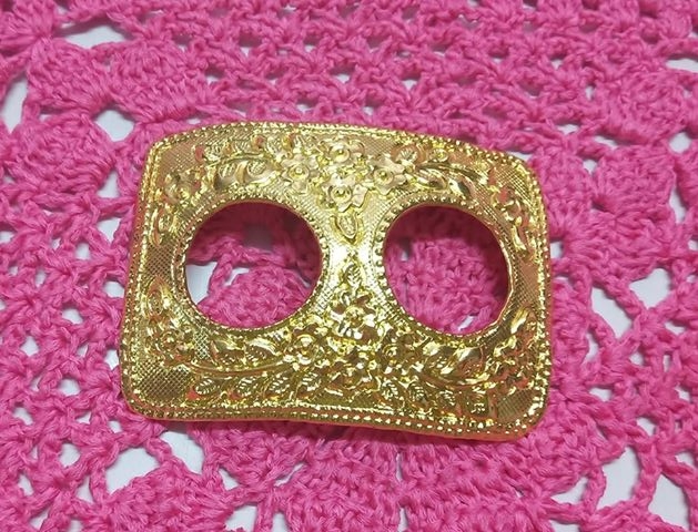 หัวรัดซิ่น โลหะตอกลาย สีทอง Aluminum Buckle Engraved Gold color