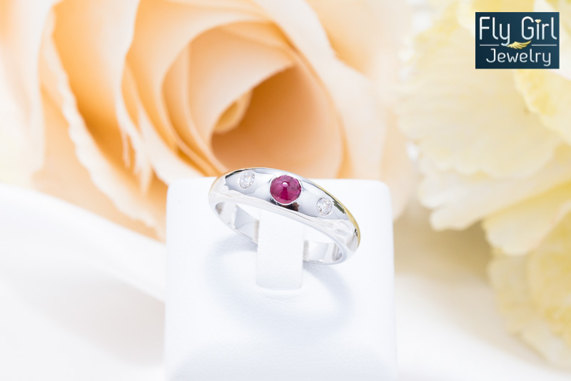 แหวนเงินแท้ พลอยทับทิมแท้(ราศีกรกฎ)