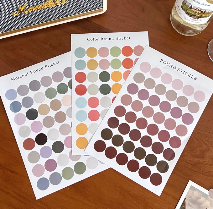 สติ๊กเกอร์ Color Round กระดาษเคลือบกันน้ำ (ระดับแช่ตู้เย็น) ขนาด 2 ซม. 48 ดวง/แผ่น แพ็ค 10 แผ่น (480 ดวง)