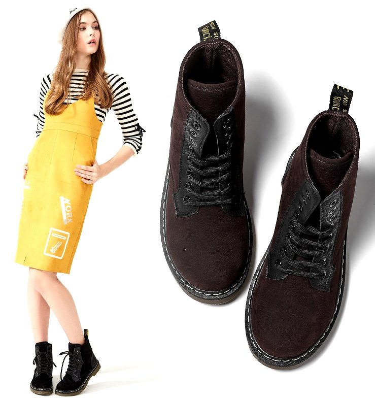 Pre Order - รองเท้ากันหนาว รองเท้าลุยหิมะ หนัง Pu ข้างในบุกำมะหยี่ สูง 17.5cm สี : น้ำตาล / ดำ ไซส์ 35 / 36 / 37 / 38 / 39 / 40