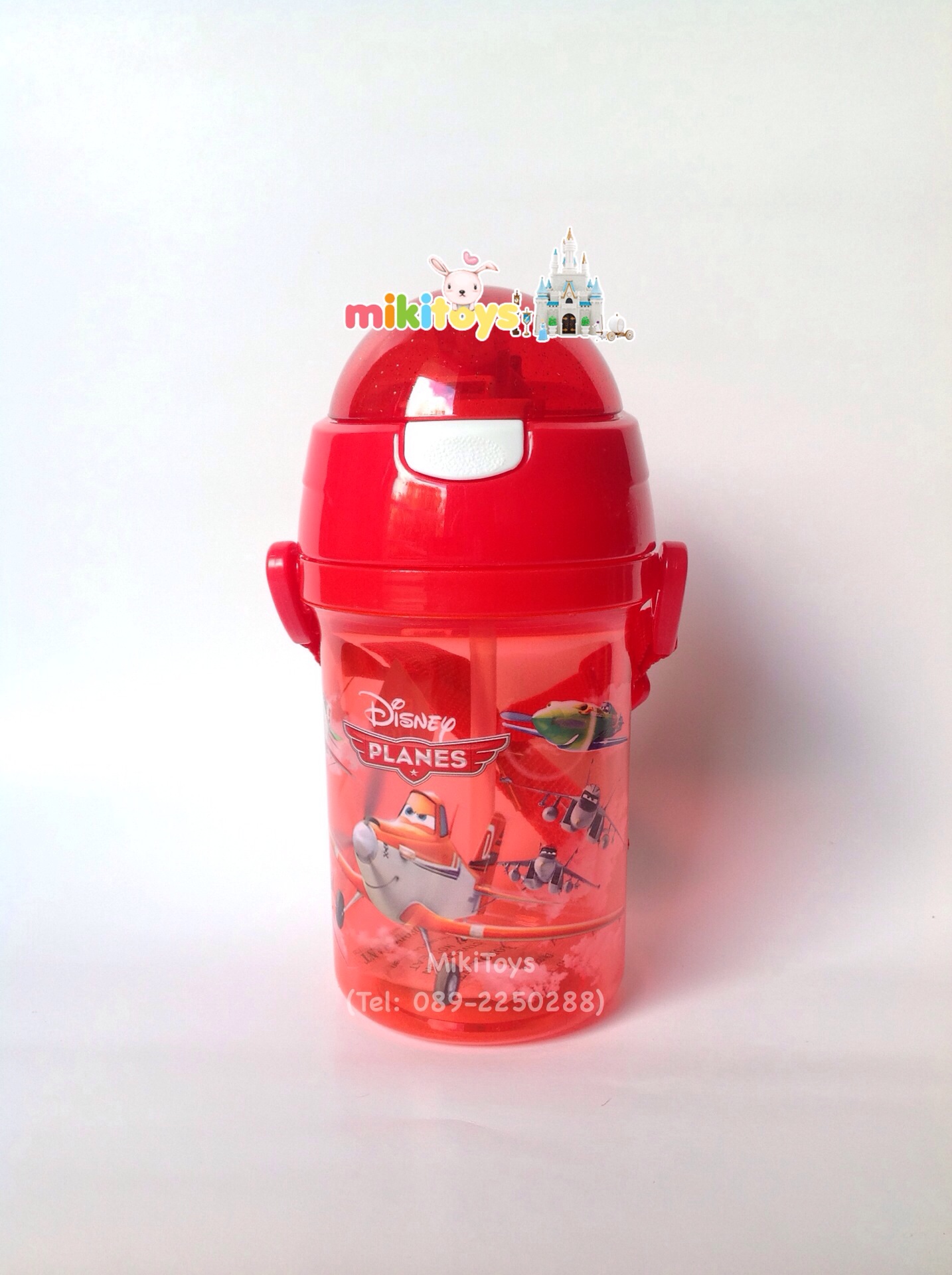 กระติกน้ำเด็กลายเครื่องบิน Planes เหินซิ่งชิงเจ้าเวหา ขนาด400ml. รุ่นฝาเด้ง หลอดในตัว ลายสกรีนสวย