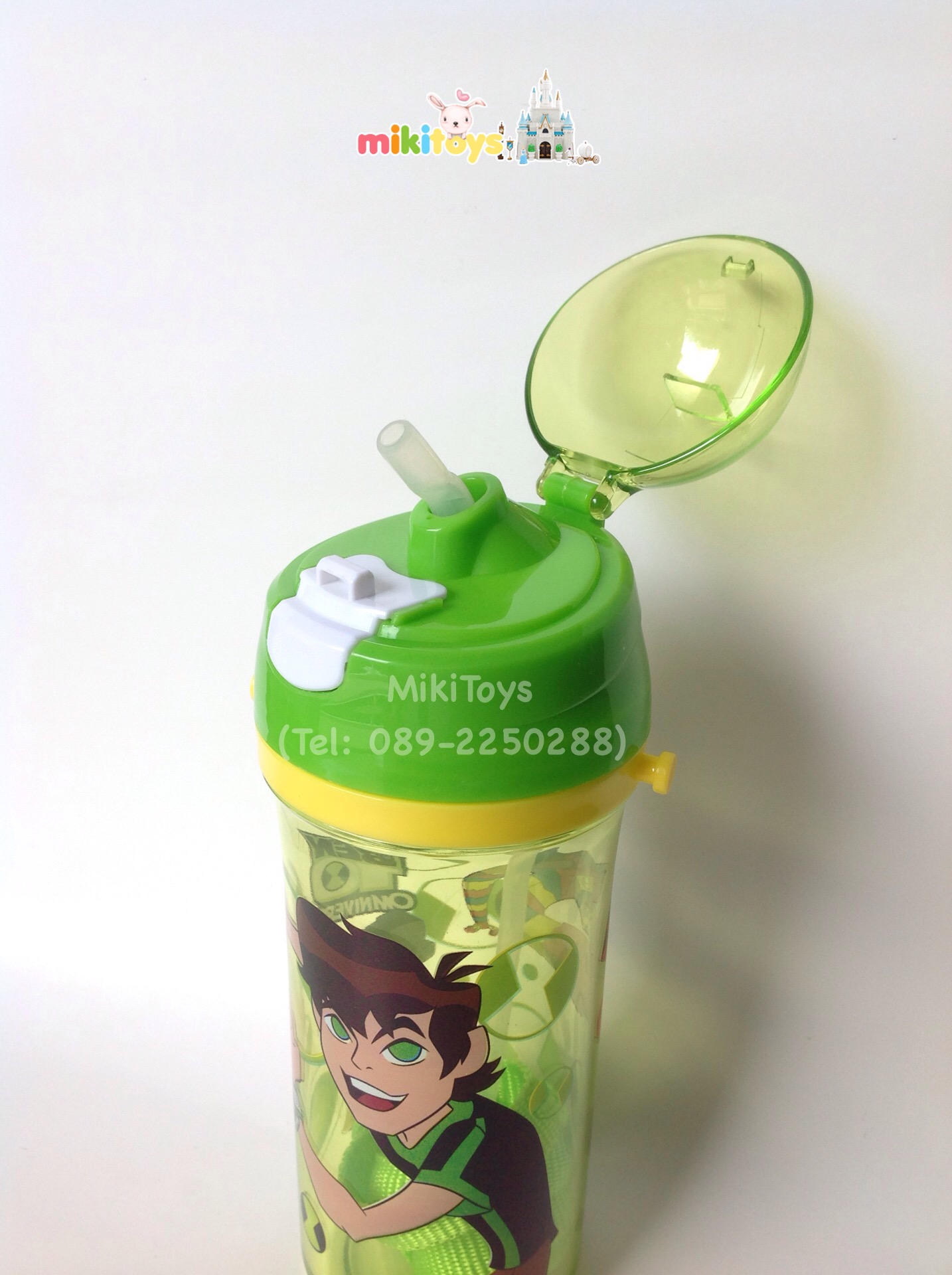 กระติกน้ำ Ben10 เบนเทน แบบธรรมดา ไม่เก็บอุณหภูมิ ขนาด500ml. สีเขียวใส