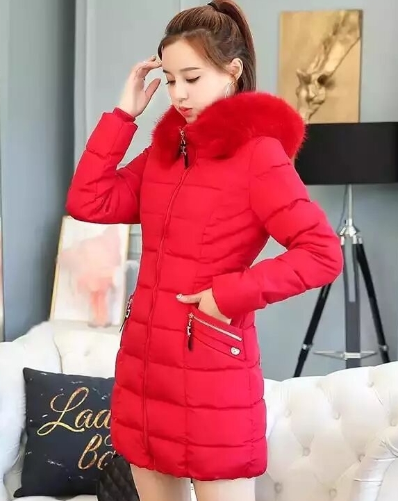 Pre190003 - PreOrder - เสื้อกันหนาว โค้ทผ้าร่มบุนุ่น มี 5 สี Hood เฟอร์ ถอดได้ สี : น้ำตาล / เทา / ดำ / แดง / ชมพู