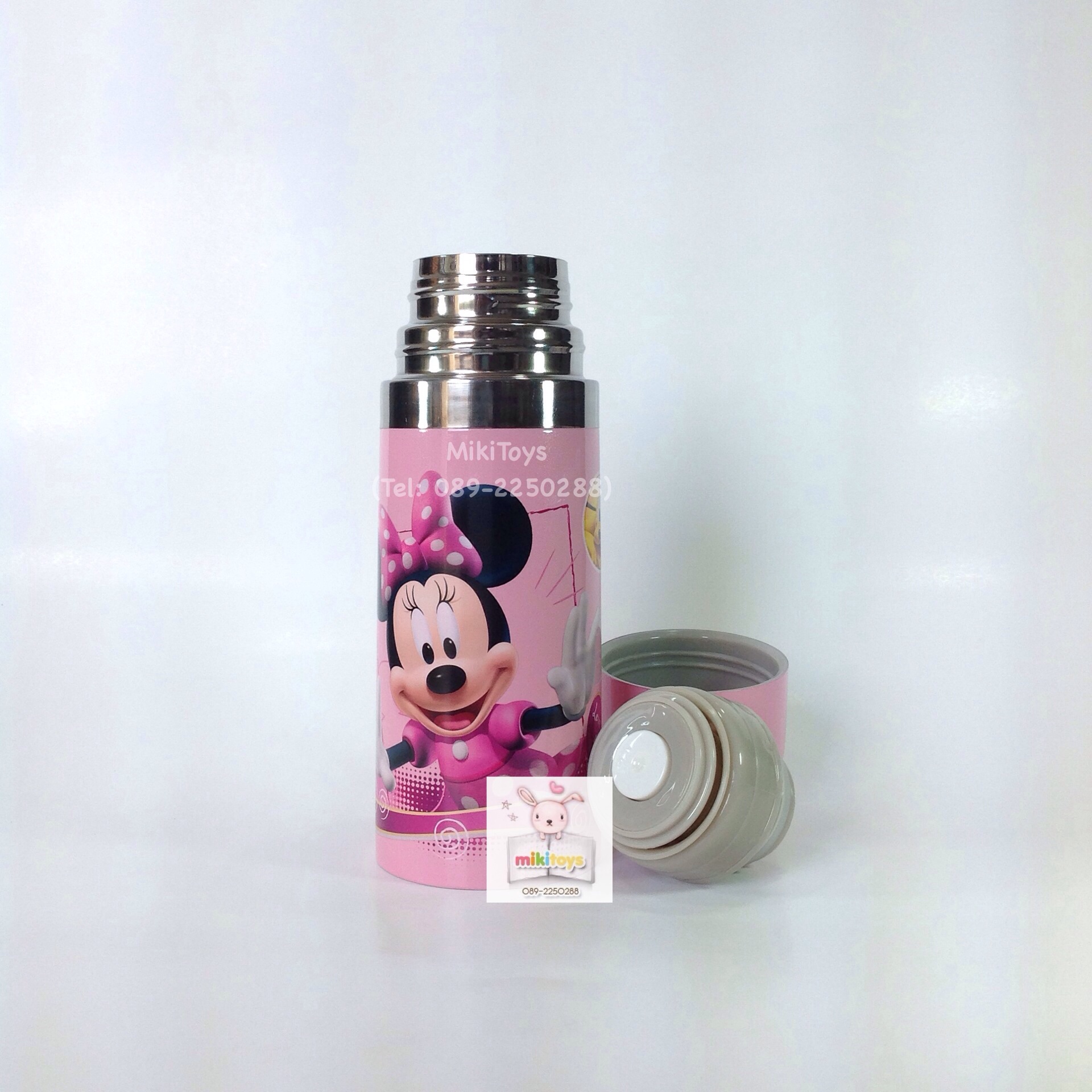 กระติกน้ำสำหรับเด็ก มินนี่เมาส์ สีชมพูสวยๆ Minnie Mouse เก็บอุณหภูมิร้อน-เย็น แบบกดปุ่มยกเท ฝาเป็นแก้วค่ะ ^^
