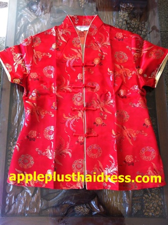 AA13เสื้อจีนผู้ใหญ่ สีแดง