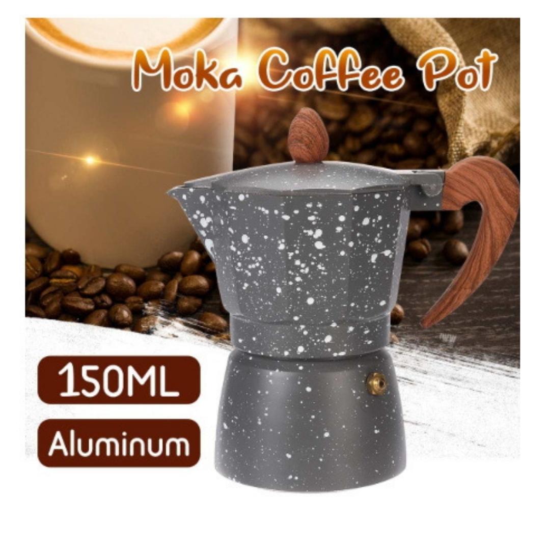มอคค่าพอท กาต้มกาแฟ อลูมีเนียม ขนาด 3 คัพ 150 ml สีหินอ่อน Moka Pot 3 Cup รหัส 1840