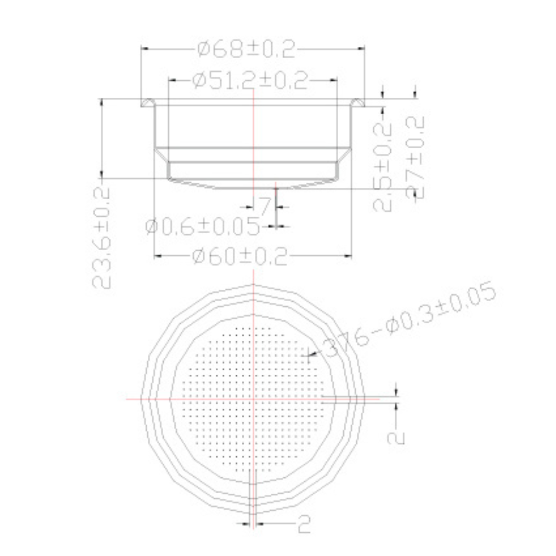 ตะแกรงกรอง รูเดียว ขนาด 58 มิล สำหรับชงชากาแฟ Two-Cup Double-Wall Filter Basket 9003-FB-D075