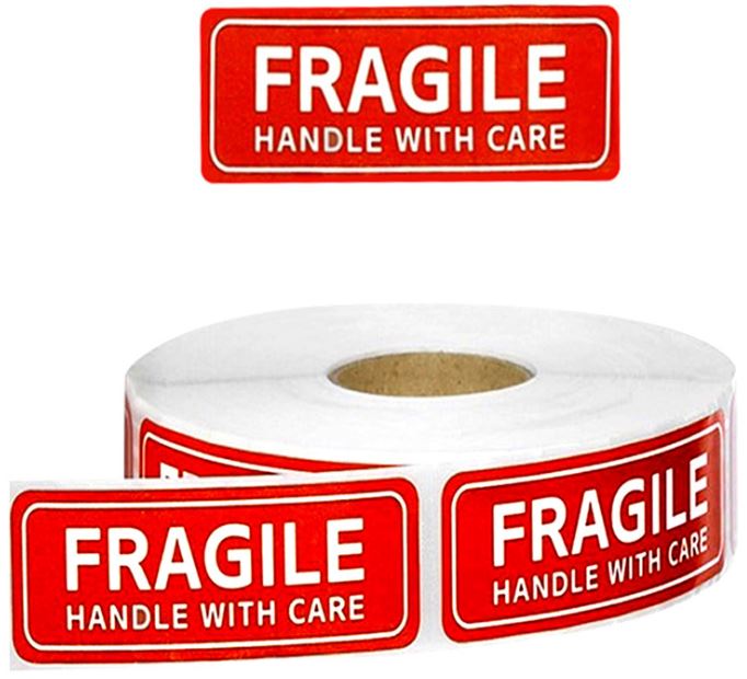 สติ๊กเกอร์ FRAGILE ขนาด 2.5x7.5 ซม.(1x3 นิ้ว) 500 ดวง