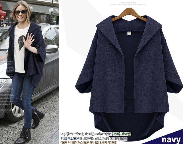 PreOrderไซส์ใหญ่ - เสื้อคลุมกันหนาวแฟชั่น ไซส์ใหญ่ คนอ้วน ไม่หนามาก ใส่สบาย สี : ดำ / น้ำเงิน / เทา