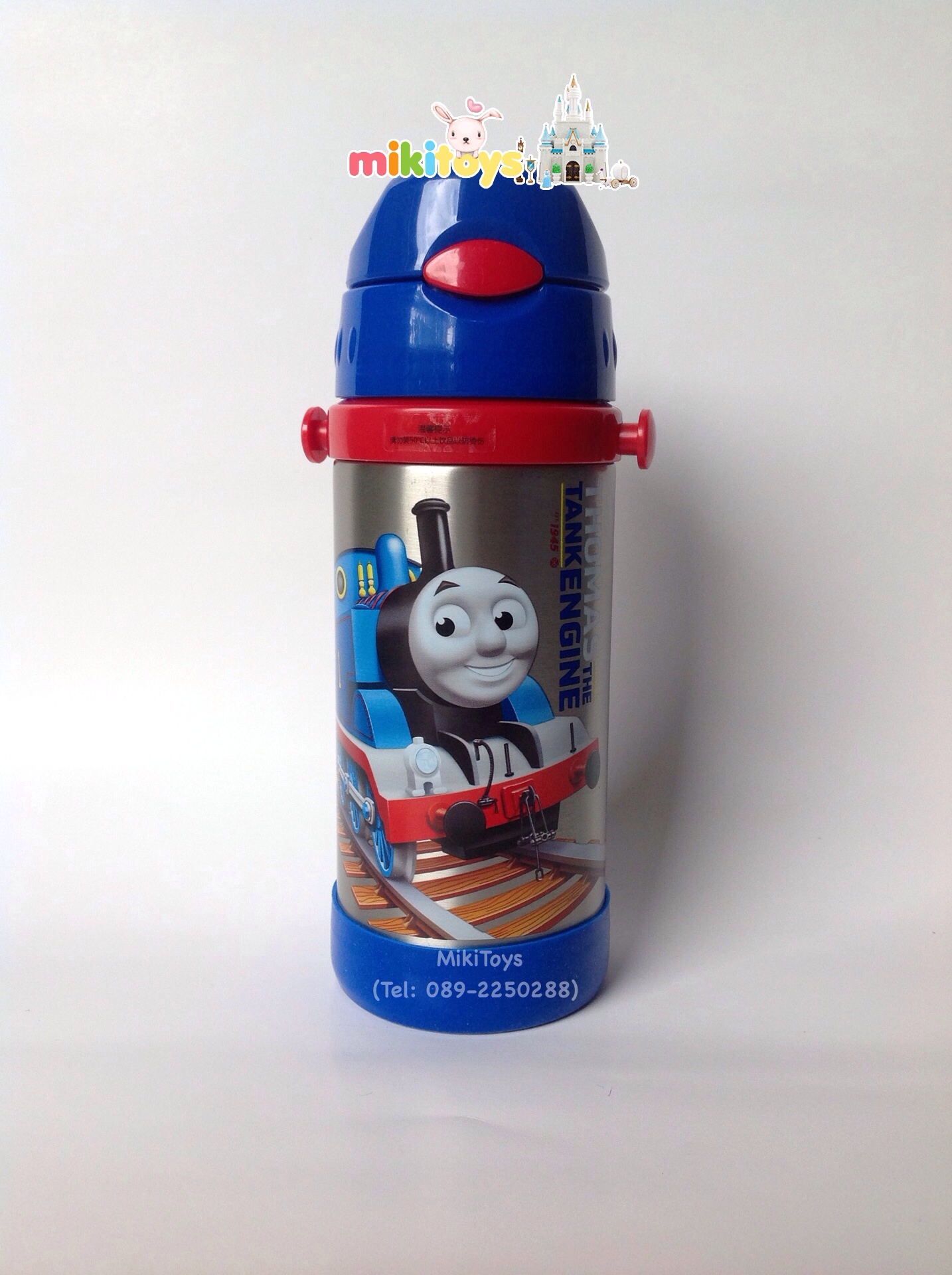 กระติกน้ำรุ่นเก็บอุณหภูมิ Thomas and Friends (โทมัส) **ฟรีค่าจัดส่ง สีน้ำเงิน ขอบแดง ลายสกรีนเท่มากๆๆจ๊ะ สามารถเก็บอุณหภูมิได้ทั้ง ร้อน และ เย็น