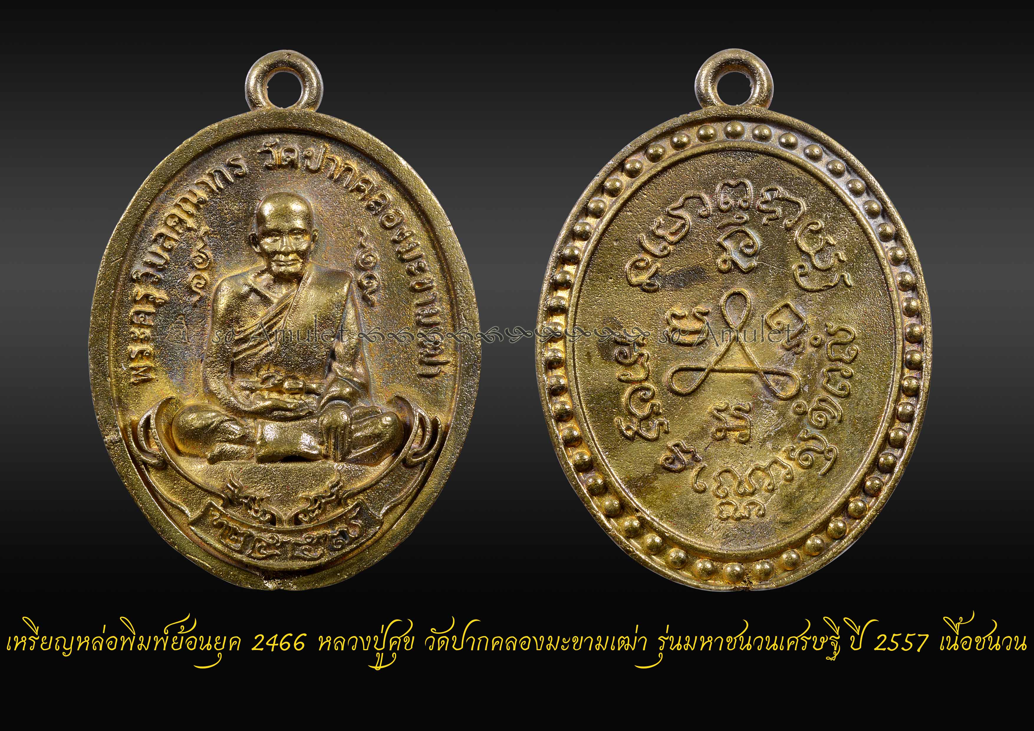 เหรียญหล่อพิมพ์ย้อนยุค 2466 หลวงปู่ศุข วัดปากคลองมะขามเฒ่า รุ่นมหาชนวนเศรษฐี ปี2557 เนื้อชนวน