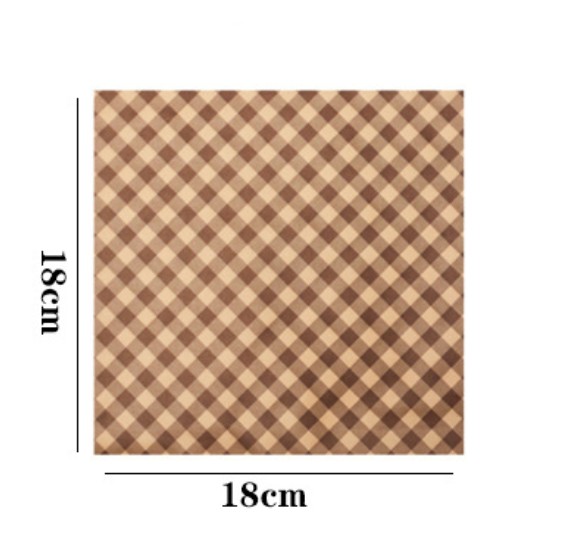 กระดาษไขรองอาหาร (Greaseproof paper) เคลือบกันน้ำ-น้ำมัน ลายตาราง (แพ็ค 98-100 // 490-500 ชิ้น)