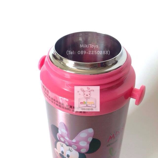 กระติกน้ำมินนี่เมาส์และเดซี่ดั๊ก Disney Minnie Mouse& Daisy Duck สีชมพู 350ml. รุ่นกดแล้วฝาเด้ง เก็บอุณหภูมิ