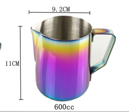 เหยือกตีฟองนมสแตนเลส ขนาด 600 ซีซี สีรุ้ง รหัส รหัส 1232