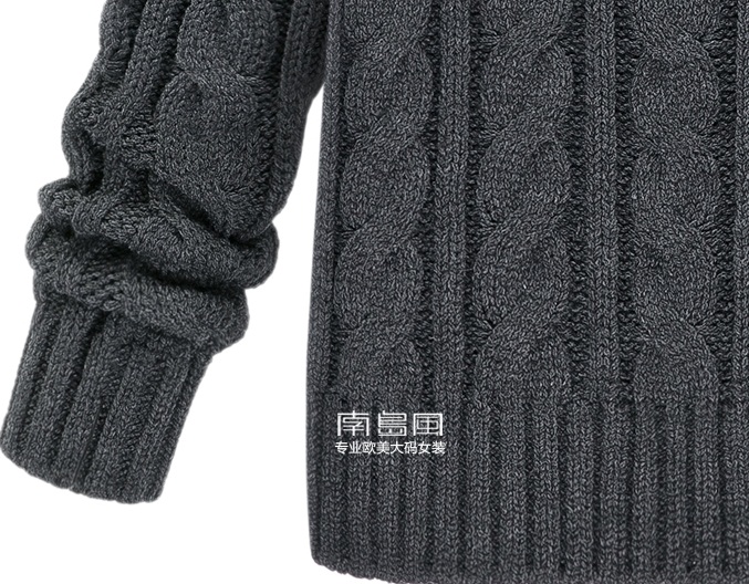 PreOrderคนอ้วน - เสื้อไหมพรมกันหนาวไซส์ใหญ่ เสื้อไหมพรมคอเต่ายืด แต่งกระดุมข้างนึง สีเทาเข้ม