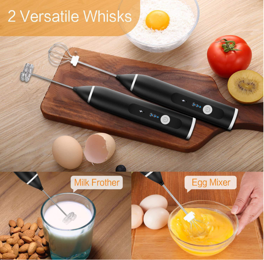 เครื่องตีฟองนมเครื่องตีไข่ ชาจไฟ USB 1610-373 สีดำ