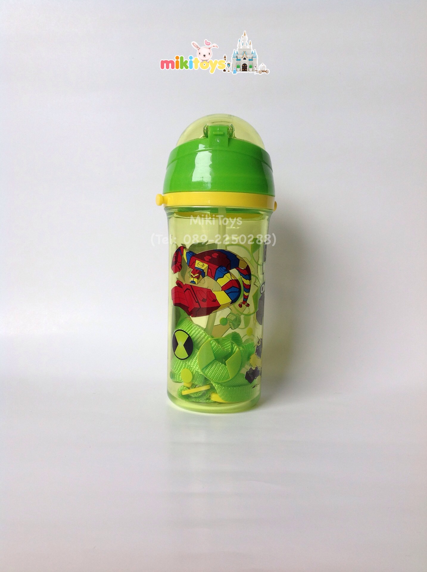กระติกน้ำ Ben10 เบนเทน แบบธรรมดา ไม่เก็บอุณหภูมิ ขนาด500ml. สีเขียวใส