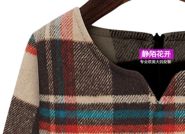 PreOrderไซส์ใหญ่ - เสื้อกันหนาวแฟชั่น ไซส์ใหญ่ ตัวยาวเป็นกระโปรง ลายสก๊อต สี : เขียว / กากี