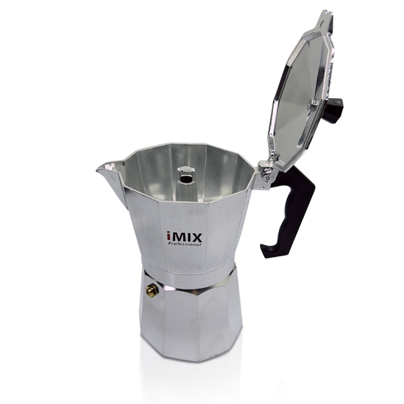 หม้อต้มกาแฟสดมอคค่าพอท I-MIX (MOKA POT) อลูมิเนียม 6 ถ้วย 1614-098 ฟรี!กระดาษกรองและซีนยางสำรอง