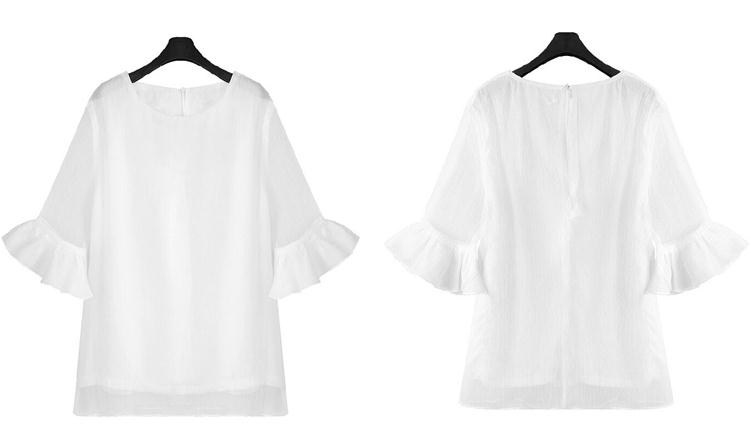 ##พร้อมส่ง## เสื้อแฟชั่นผ้าฝ้าย สีขาวแขนหางปลา