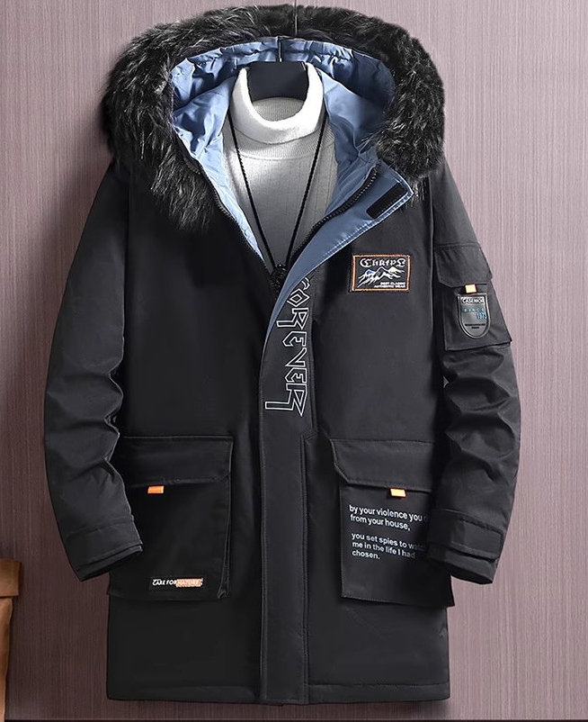 M2324-0020 เสื้อกันหนาวผู้ชายไซส์ใหญ่ Hoodถอดได้ ด้านในบุกำมะหยี่ด้วยจ้า